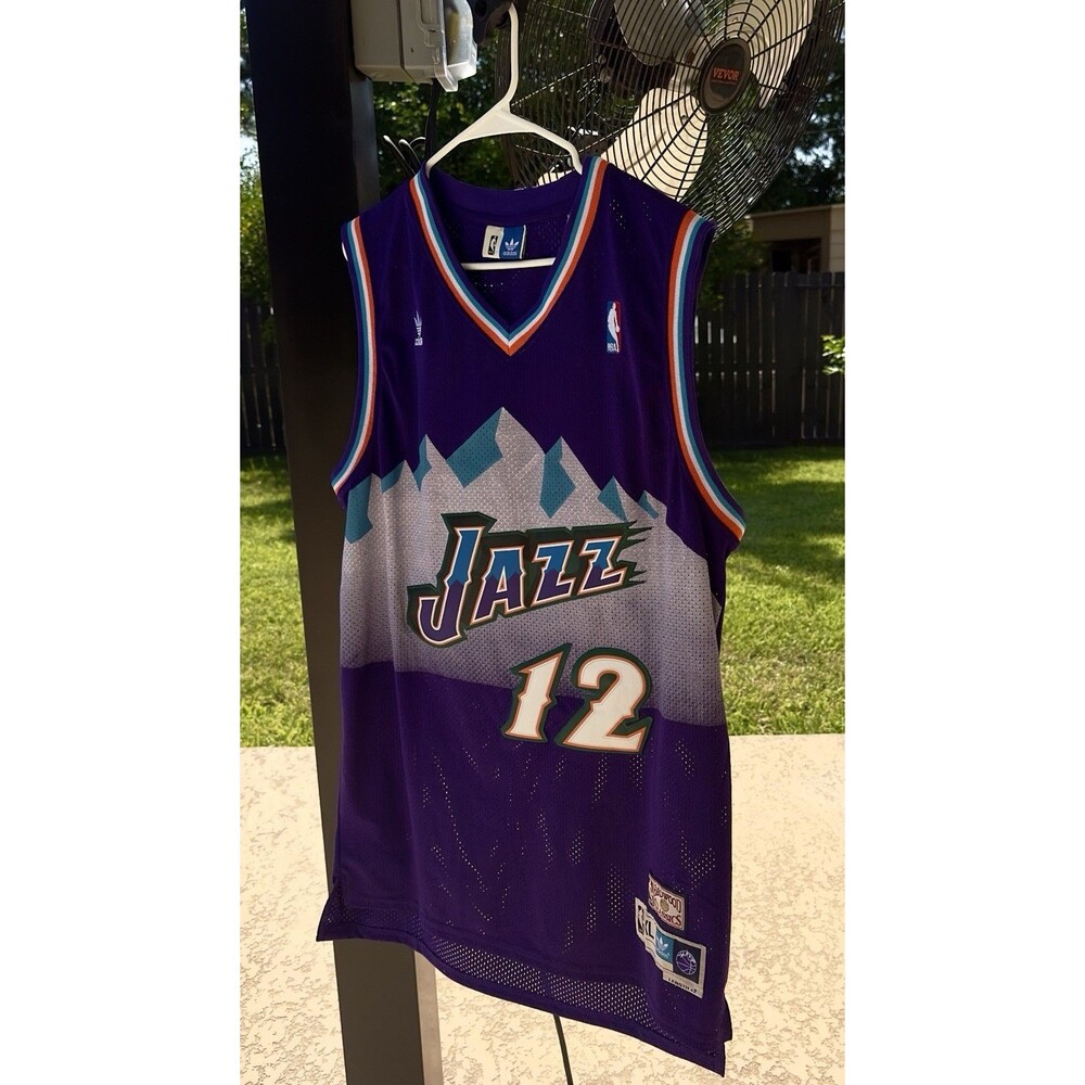 Adidas Utah Jazz John Stockton #12 NBA Hardwood Classics Jersey XL Length +2